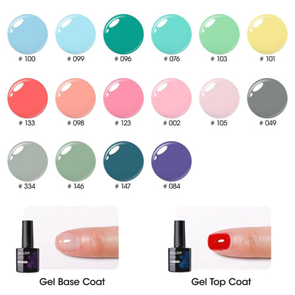 Gel Nail Polish, 16 Colors Gel Nail Polish Set, Need U V Cured Gel Nail Polish Set for Gift, Including Gel Base and Top Coat for Nails Prep - WORLD TIME VISITS