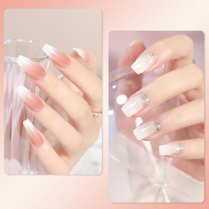 Gel Nail Polish Kit, 3 Colors 16Ml Jelly Milky White Glitter, Sheer Soak off UV Gel Polish Set - Pearl Shimmer