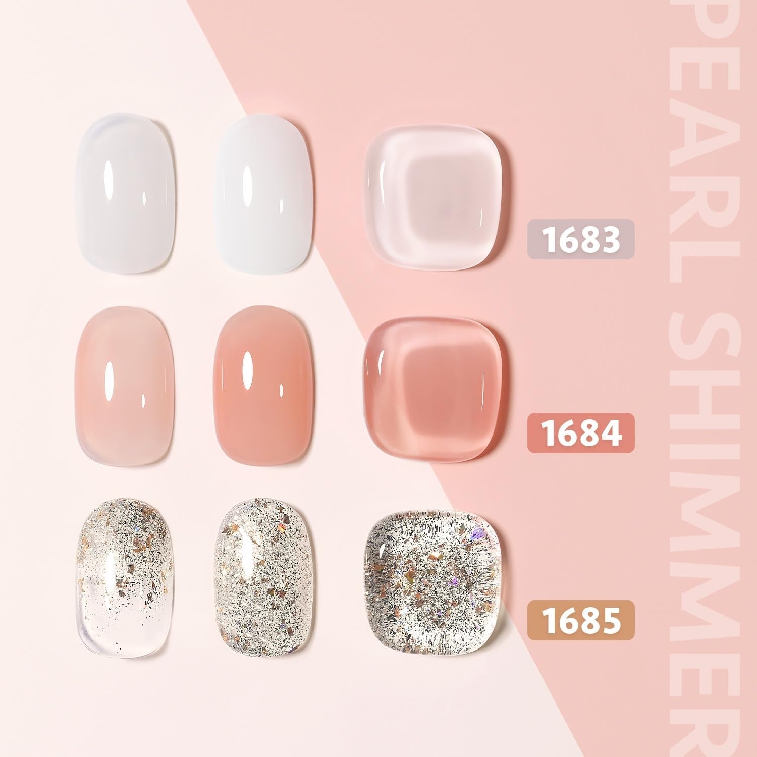 Gel Nail Polish Kit, 3 Colors 16Ml Jelly Milky White Glitter, Sheer Soak off UV Gel Polish Set - Pearl Shimmer - WORLD TIME VISITS
