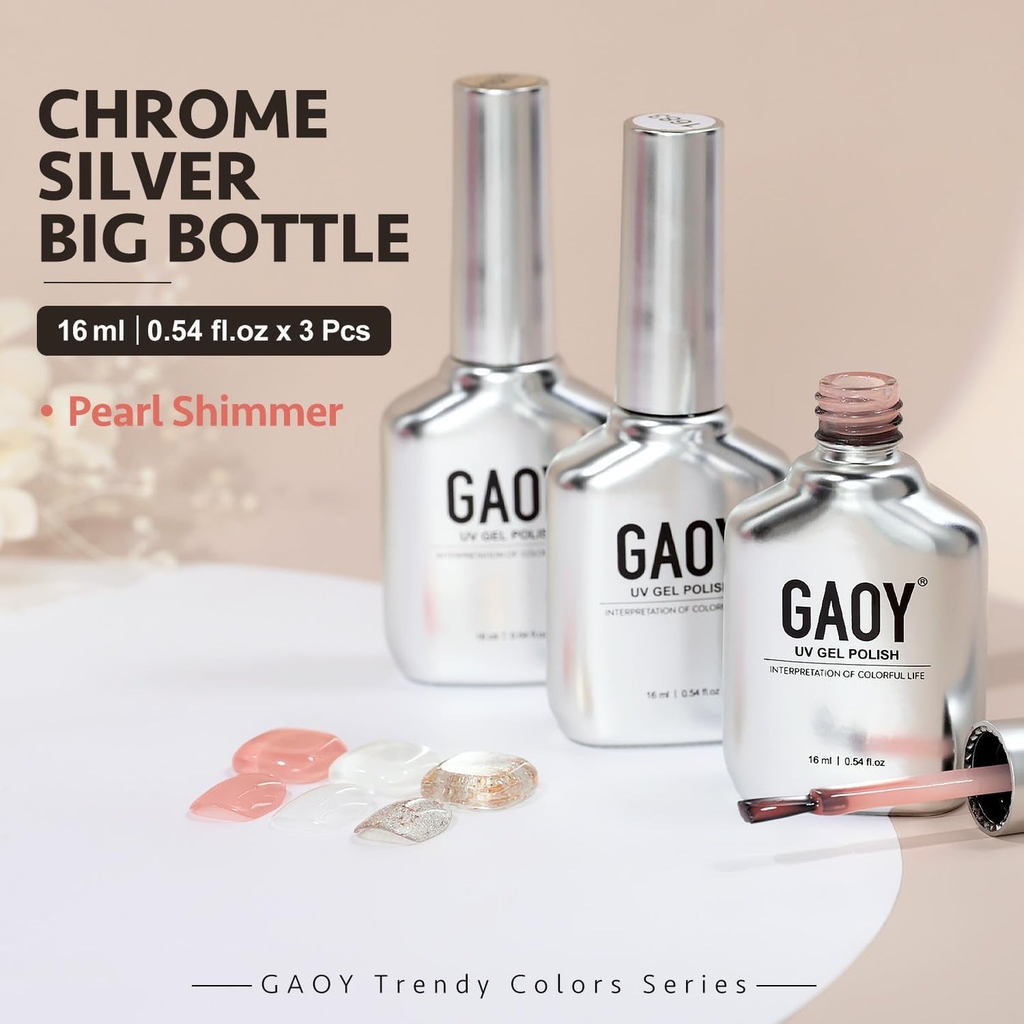 Gel Nail Polish Kit, 3 Colors 16Ml Jelly Milky White Glitter, Sheer Soak off UV Gel Polish Set - Pearl Shimmer