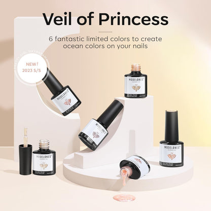 Gel Nail Polish Set, Nude 6 Colors Neutral Gel Polish Skin Tone Pink Glitter Nail Polish Shimmery Pear Gel Polish Starter Kit Soak off All Season Nude Gel Nail Polish LED Manicure DIY Salon