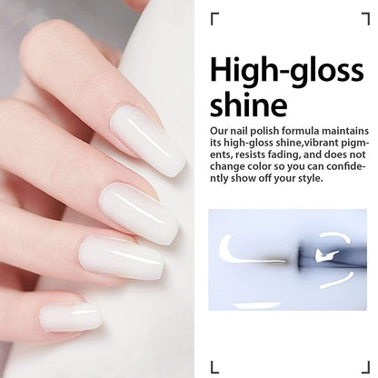 Gel Polish Set 4PCS Jelly Milky White Gel 0.5Oz Translucent Sheer Pink Nude Gel Ultimate Monochrome Collection Soak off U V Gel Nail Polish Salon DIY Gel Nail Kit High Capacity Gift