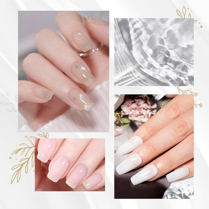 Gel Polish Set 4PCS Jelly Milky White Gel 0.5Oz Translucent Sheer Pink Nude Gel Ultimate Monochrome Collection Soak off U V Gel Nail Polish Salon DIY Gel Nail Kit High Capacity Gift - WORLD TIME VISITS