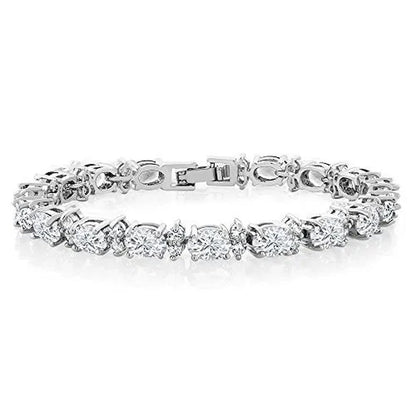 Gem Stone King 925 Sterling Silver Gorgeous Oval and Round Sparkling Cubic Zirconia CZ Tennis Bracelet Jewelry Gift