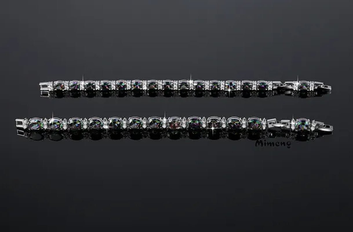 Gem Stone King 925 Sterling Silver Gorgeous Oval and Round Sparkling Cubic Zirconia CZ Tennis Bracelet Jewelry Gift