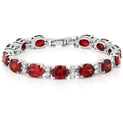 Gem Stone King 925 Sterling Silver Gorgeous Oval and Round Sparkling Cubic Zirconia CZ Tennis Bracelet Jewelry Gift - WORLD TIME VISITS
