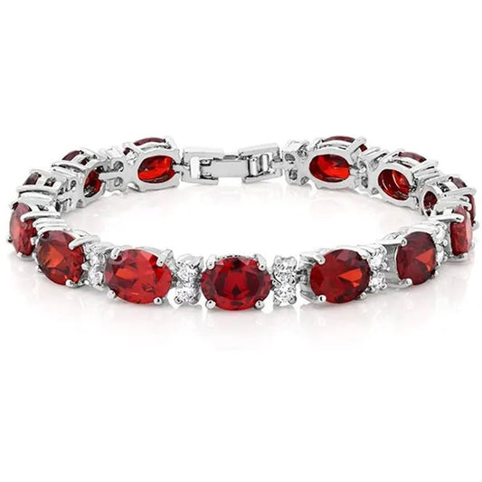 Gem Stone King 925 Sterling Silver Gorgeous Oval and Round Sparkling Cubic Zirconia CZ Tennis Bracelet Jewelry Gift - WORLD TIME VISITS
