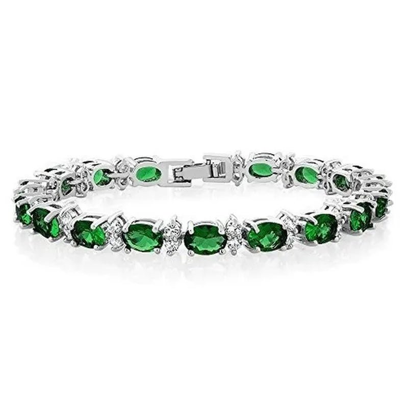 Gem Stone King 925 Sterling Silver Gorgeous Oval and Round Sparkling Cubic Zirconia CZ Tennis Bracelet Jewelry Gift - WORLD TIME VISITS