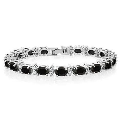 Gem Stone King 925 Sterling Silver Gorgeous Oval and Round Sparkling Cubic Zirconia CZ Tennis Bracelet Jewelry Gift