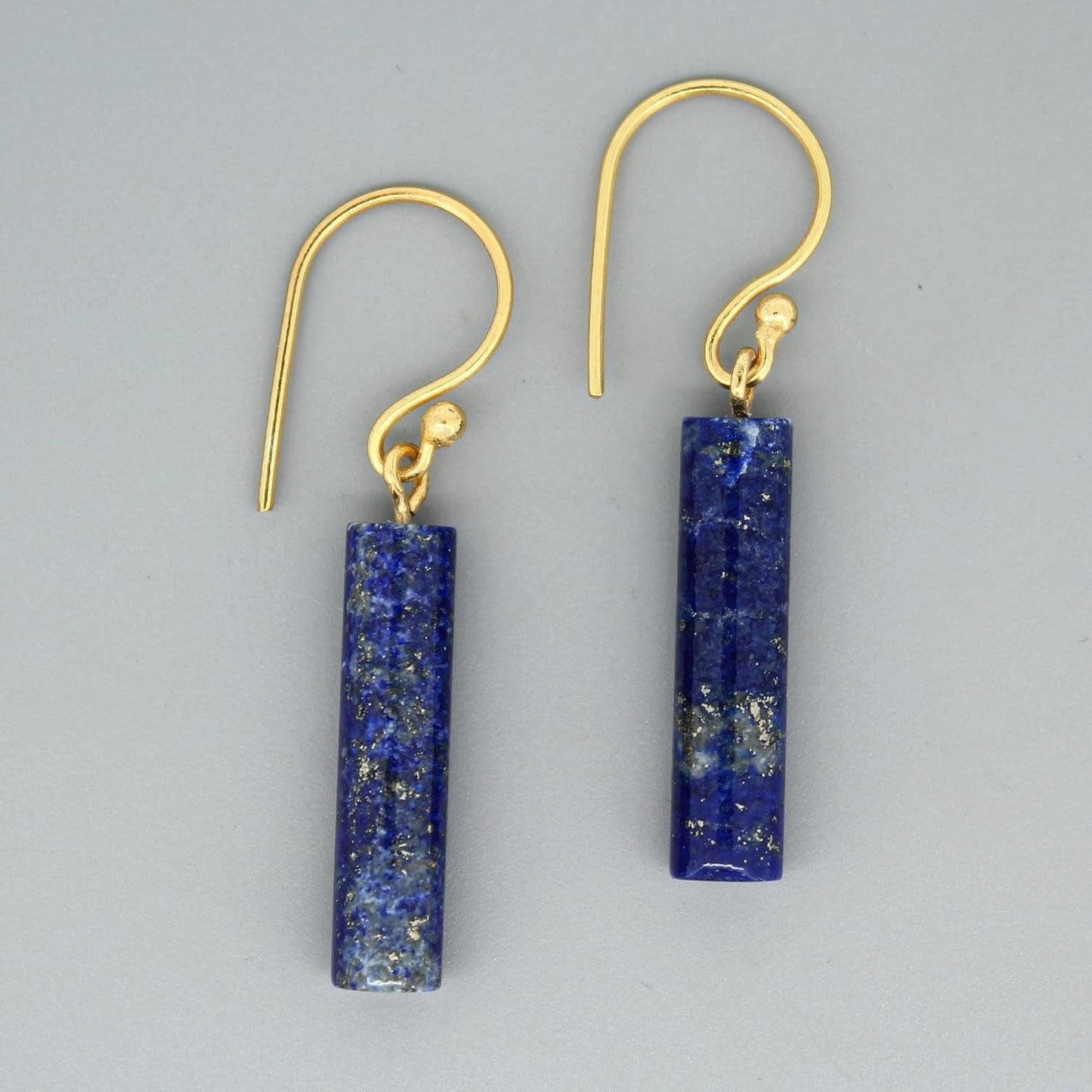 Gempires Lapis Lazuli Bar Earrings, Drop Dangle Earring for Women, September Birthstone,14K Gold Plated Hook Earrings (Lapis Lazuli)