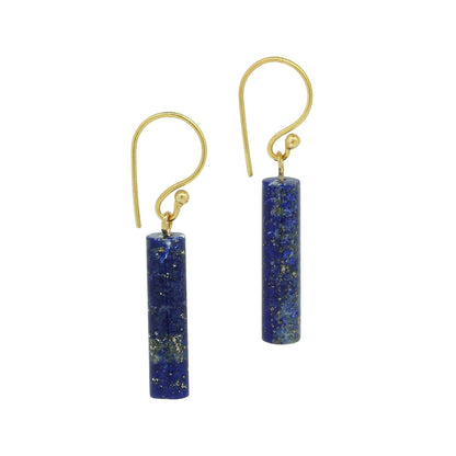 Gempires Lapis Lazuli Bar Earrings, Drop Dangle Earring for Women, September Birthstone,14K Gold Plated Hook Earrings (Lapis Lazuli) - WORLD TIME VISITS
