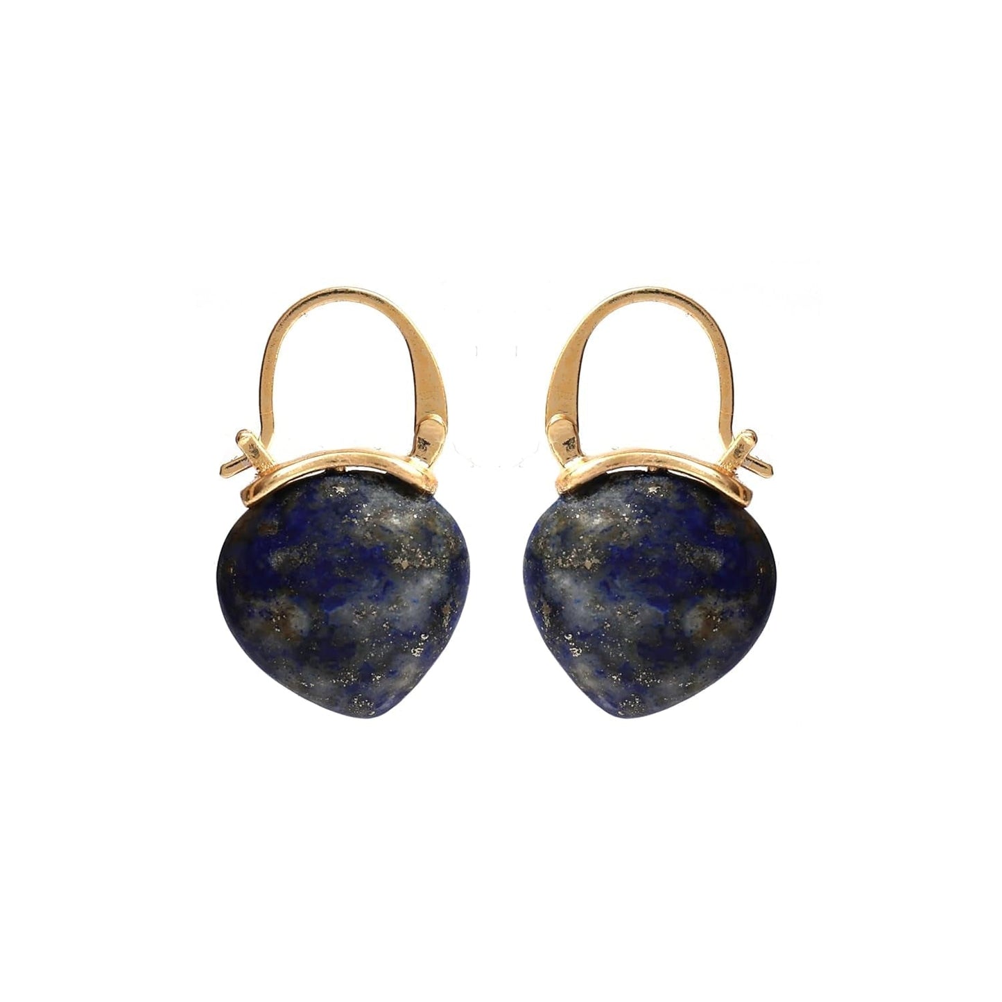 Gempires Lapis Lazuli Hoop Earrings for Women, Drop Earrings, September Birthstone, Trendy, Dangling, 15Mm Pear Shape Crystal, 14K Gold Plated Jewelry - WORLD TIME VISITS