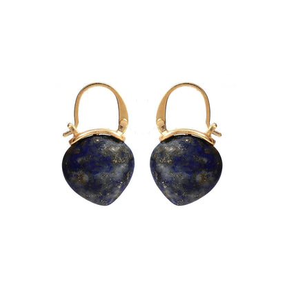 Gempires Lapis Lazuli Hoop Earrings for Women, Drop Earrings, September Birthstone, Trendy, Dangling, 15Mm Pear Shape Crystal, 14K Gold Plated Jewelry - WORLD TIME VISITS