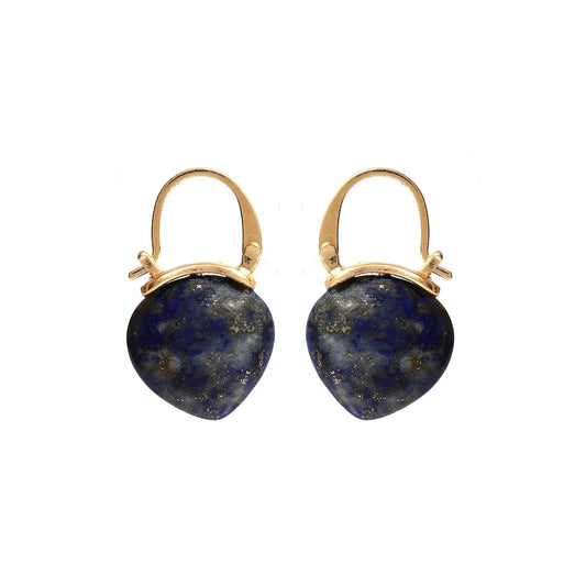 Gempires Lapis Lazuli Hoop Earrings for Women, Drop Earrings, September Birthstone, Trendy, Dangling, 15Mm Pear Shape Crystal, 14K Gold Plated Jewelry - WORLD TIME VISITS
