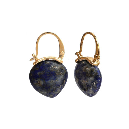 Gempires Lapis Lazuli Hoop Earrings for Women, Drop Earrings, September Birthstone, Trendy, Dangling, 15Mm Pear Shape Crystal, 14K Gold Plated Jewelry - WORLD TIME VISITS