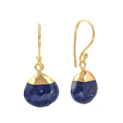 Gempires Lapis Lazuli Teardrop Dangle Earrings for Women, 14K Gold Electroplated Pear Crystal Earrings with Gold Plated Hooks, Dangling Drop Earring, Party Wear - WORLD TIME VISITS