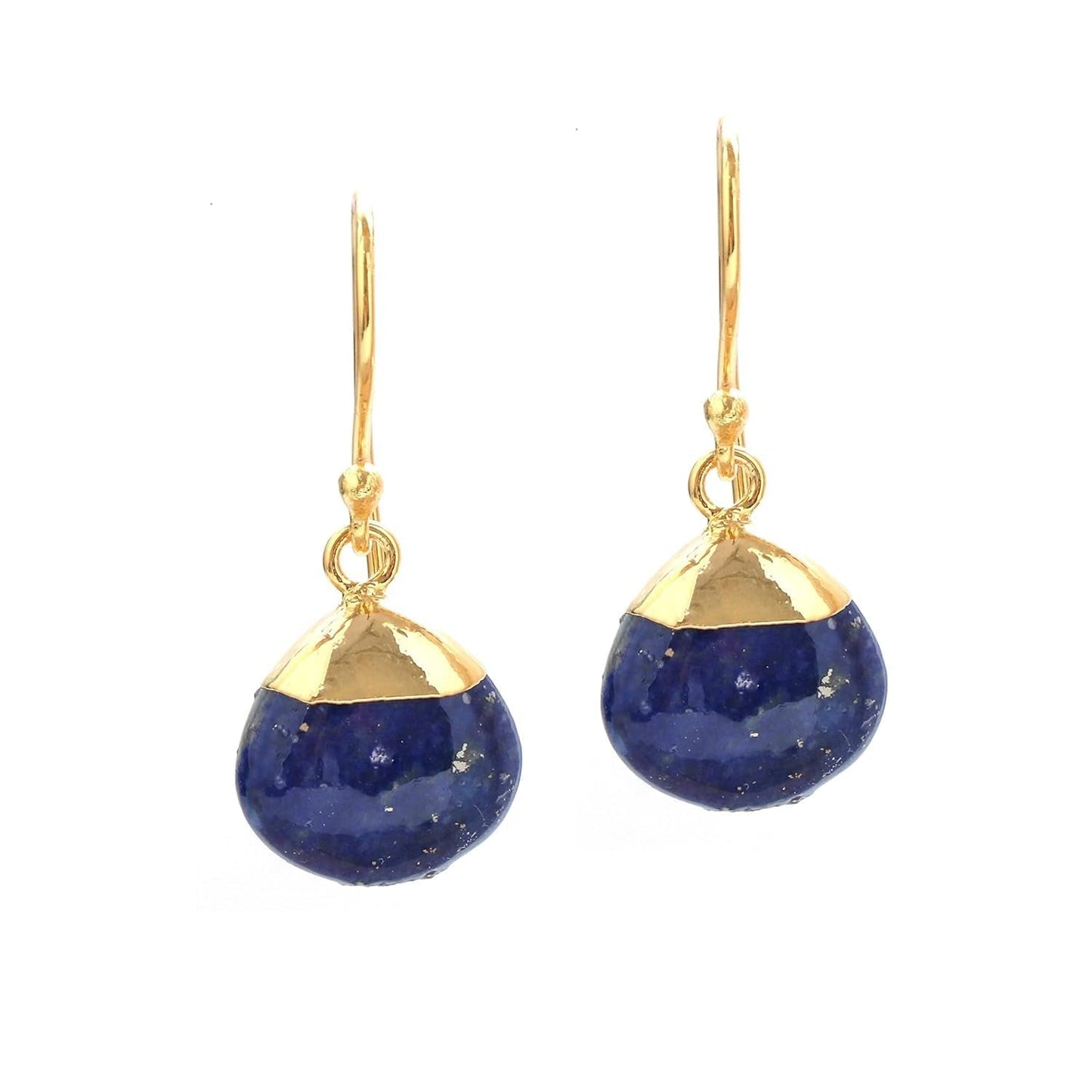 Gempires Lapis Lazuli Teardrop Dangle Earrings for Women, 14K Gold Electroplated Pear Crystal Earrings with Gold Plated Hooks, Dangling Drop Earring, Party Wear - WORLD TIME VISITS