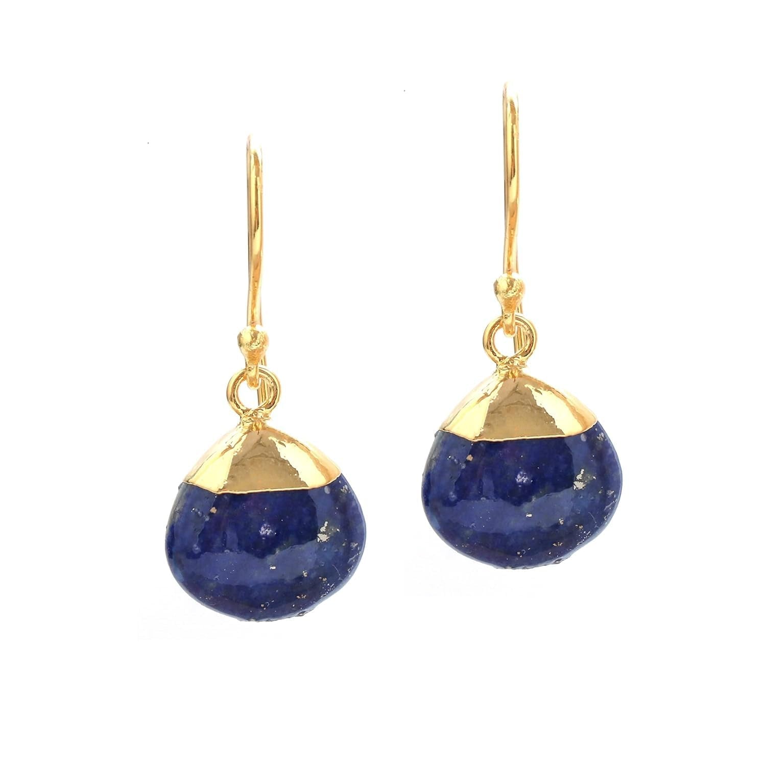 Gempires Lapis Lazuli Teardrop Dangle Earrings for Women, 14K Gold Electroplated Pear Crystal Earrings with Gold Plated Hooks, Dangling Drop Earring, Party Wear - WORLD TIME VISITS