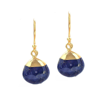 Gempires Lapis Lazuli Teardrop Dangle Earrings for Women, 14K Gold Electroplated Pear Crystal Earrings with Gold Plated Hooks, Dangling Drop Earring, Party Wear - WORLD TIME VISITS