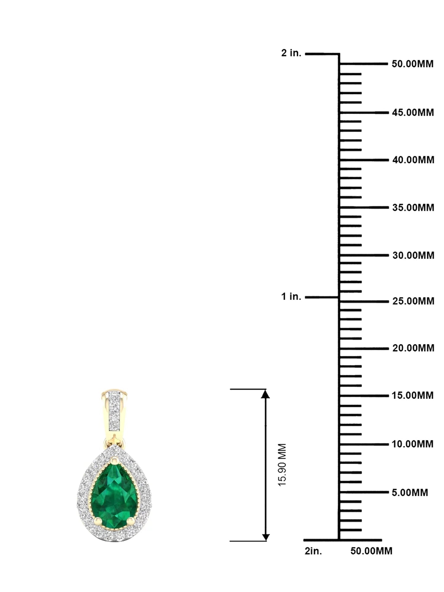 Gemstone 10K Yellow Gold Emerald 1/10 CT TW Diamond Halo Necklace