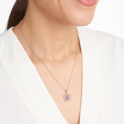 Genuine or Created Gemstone Birthstone Flower Pendant Necklace with Chain in Sterling Silver, 18" (Previously Amazon Collection) - WORLD TIME VISITS