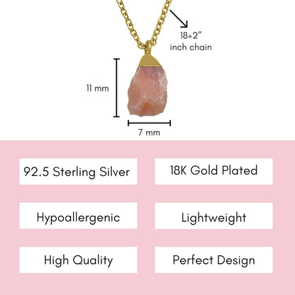 Genuine Pink Opal Necklace for Women - Authentic 925 Sterling Silver Necklace 18K Gold Jewelry, Dainty Raw Choker Pendant Necklace for Teen Girls, October Birthstone Gift for Mothers Day…