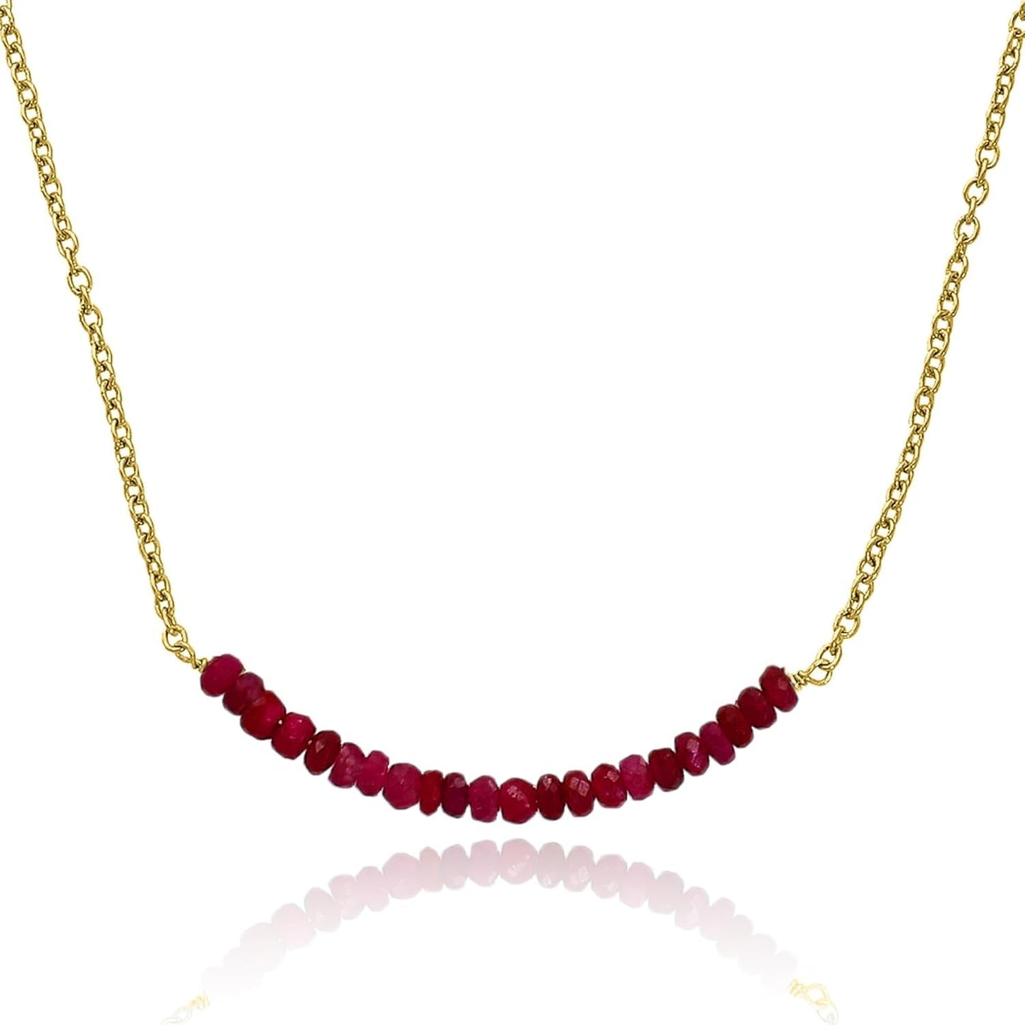 Genuine Ruby Necklace for Women - Authentic 925 Sterling Silver Necklace 18K Gold Jewelry, Dainty Bar Choker Pendant Necklace for Teen Girls, July Birthstone Gift for Mothers Day… - WORLD TIME VISITS