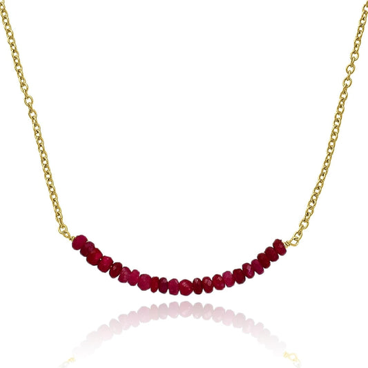 Genuine Ruby Necklace for Women - Authentic 925 Sterling Silver Necklace 18K Gold Jewelry, Dainty Bar Choker Pendant Necklace for Teen Girls, July Birthstone Gift for Mothers Day… - WORLD TIME VISITS