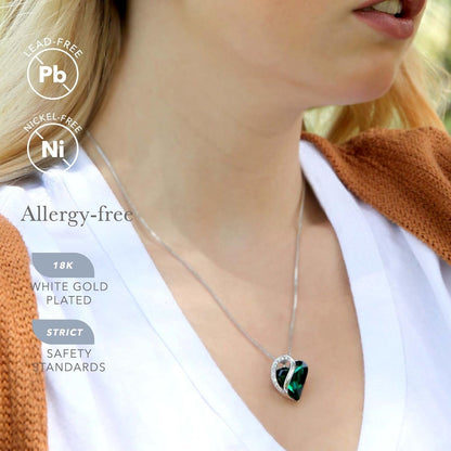Gift Necklaces for Women, Infinity Love Heart Pendant with Birthstone Crystals, Silver Plated 18 plus 2 Inch Chain, Birthday Jewelry for Wife - WORLD TIME VISITS