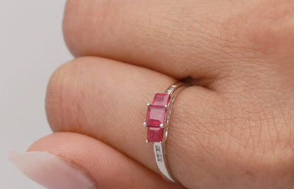 Gin and Grace 14K Yellow Gold Mozambique Genuine Ruby Ring with Diamonds for Women Holiday Gifts | Ethically, Authentically & Organically Sourced (Princess-Cut) Shaped Ruby Jewelry for Her | Ruby Ring for Women Holiday Gifts