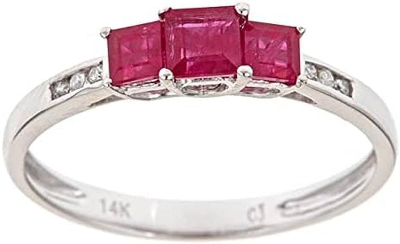 Gin and Grace 14K Yellow Gold Mozambique Genuine Ruby Ring with Diamonds for Women Holiday Gifts | Ethically, Authentically & Organically Sourced (Princess - Cut) Shaped Ruby Jewelry for Her | Ruby Ring for Women Holiday Gifts - WORLD TIME VISITS