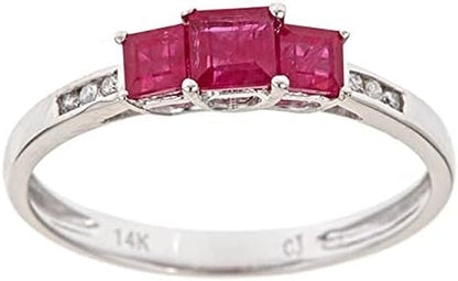 Gin and Grace 14K Yellow Gold Mozambique Genuine Ruby Ring with Diamonds for Women Holiday Gifts | Ethically, Authentically & Organically Sourced (Princess - Cut) Shaped Ruby Jewelry for Her | Ruby Ring for Women Holiday Gifts - WORLD TIME VISITS