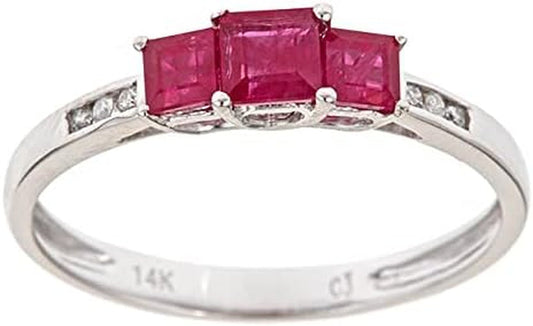 Gin and Grace 14K Yellow Gold Mozambique Genuine Ruby Ring with Diamonds for Women Holiday Gifts | Ethically, Authentically & Organically Sourced (Princess - Cut) Shaped Ruby Jewelry for Her | Ruby Ring for Women Holiday Gifts - WORLD TIME VISITS