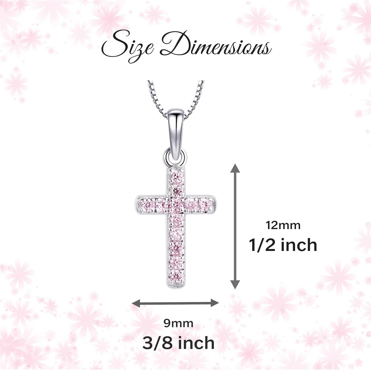 Girl'S 925 Sterling Silver or 14K Gold-Plated CZ Cross Necklace for Baptism, First Communion, or Confirmation Gift