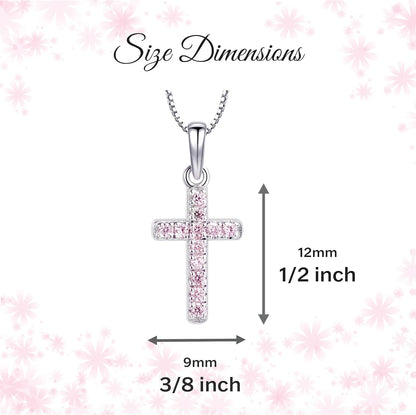 Girl'S 925 Sterling Silver or 14K Gold-Plated CZ Cross Necklace for Baptism, First Communion, or Confirmation Gift