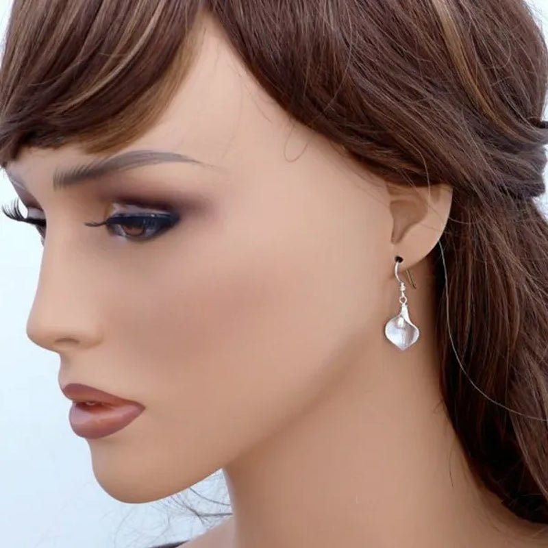 Glamour Vintage 925 Standard Sterling Silver Morning Glory Jewelry Natural Pearl Drop Earrings Creative Handmade Family Jewelry