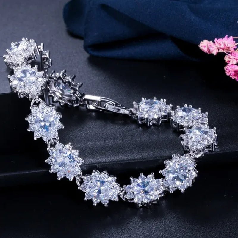 GLORIYA Summer New Bracelets Bangles for Women Red Cubic Zirconia Stone 925 Sterling Silver Plated Fashion Style Jewelry（Size :18 Cm） - WORLD TIME VISITS