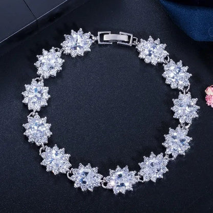 GLORIYA Summer New Bracelets Bangles for Women Red Cubic Zirconia Stone 925 Sterling Silver Plated Fashion Style Jewelry（Size :18 Cm）