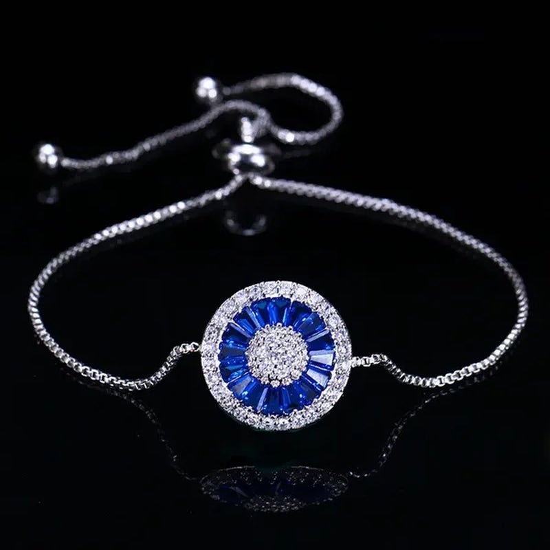 Gloriya Trendy Round Charm Pave Sparkling White Cubic Zirconia Silver Plated Adjustable Box Chain Bracelet & Bangle for Women Korean Simple Minimalist Jewelry