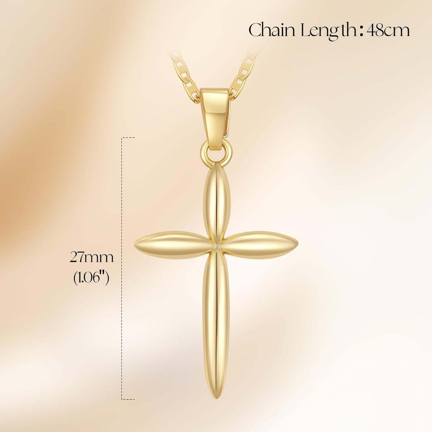 Gold Cross Necklace 14K Gold Cross Necklaces for Women Minimalist Design with Rounded Edges Crosses Pendant for Women Chain Gold Crosses