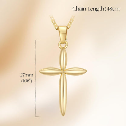 Gold Cross Necklace 14K Gold Cross Necklaces for Women Minimalist Design with Rounded Edges Crosses Pendant for Women Chain Gold Crosses
