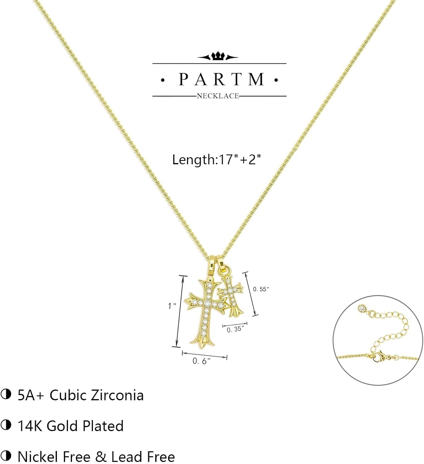 Gold Cross Necklace for Women 14K Plated Dainty Pendant Cross Chain Faith Crucifix Choker Baptism Necklace for Women Trendy Religious Jewelry Hypoallergenic