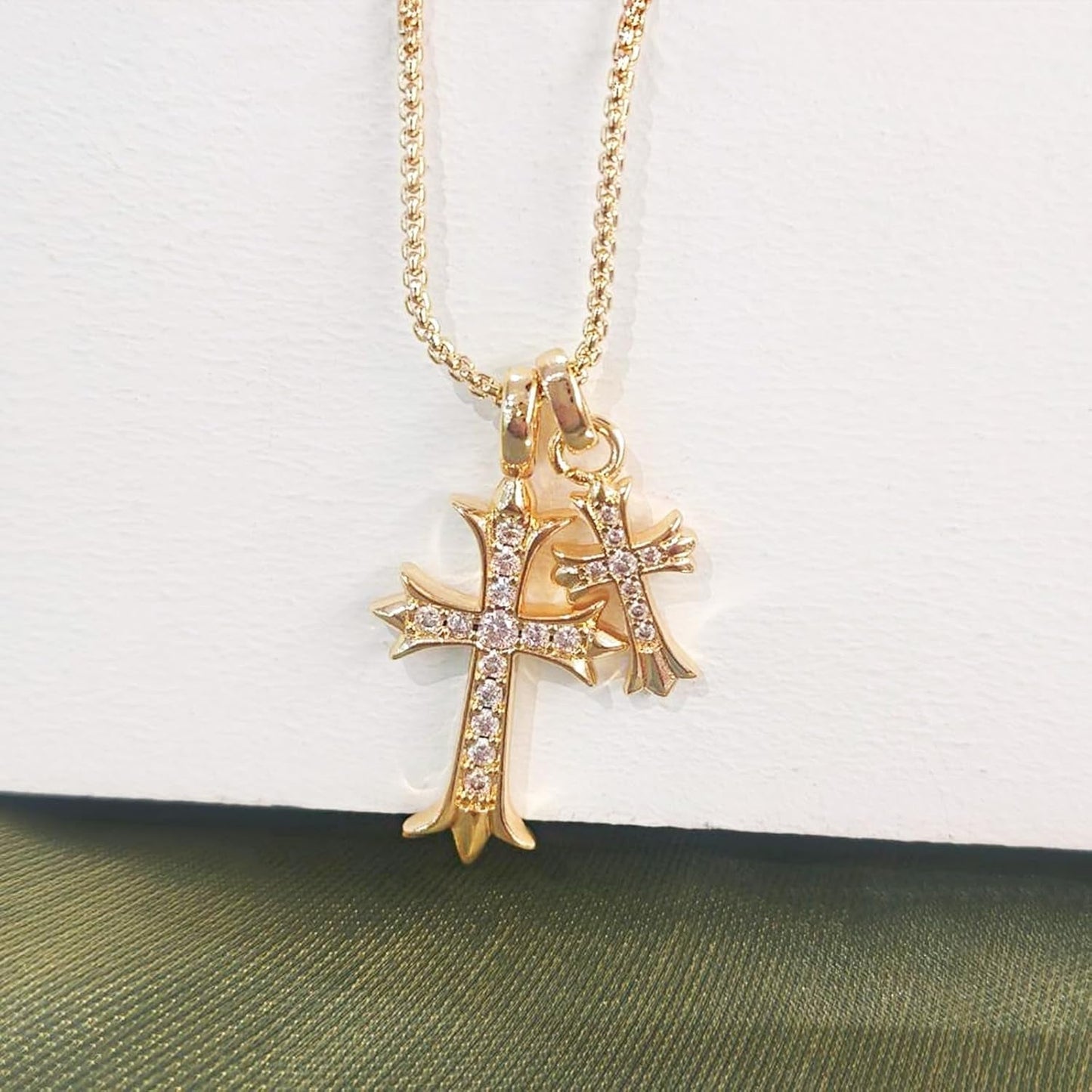 Gold Cross Necklace for Women 14K Plated Dainty Pendant Cross Chain Faith Crucifix Choker Baptism Necklace for Women Trendy Religious Jewelry Hypoallergenic
