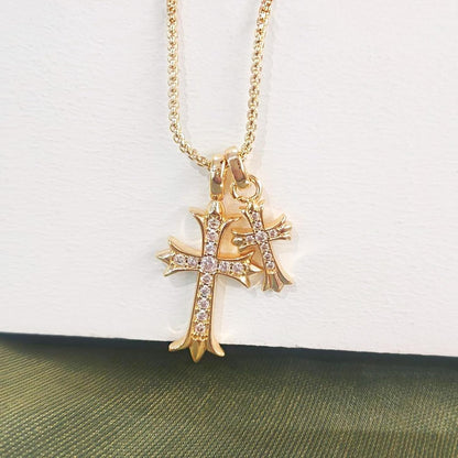 Gold Cross Necklace for Women 14K Plated Dainty Pendant Cross Chain Faith Crucifix Choker Baptism Necklace for Women Trendy Religious Jewelry Hypoallergenic