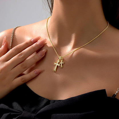 Gold Cross Necklace for Women 14K Plated Dainty Pendant Cross Chain Faith Crucifix Choker Baptism Necklace for Women Trendy Religious Jewelry Hypoallergenic - WORLD TIME VISITS