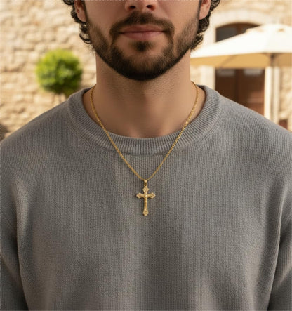 Gold Crucifix Necklace 14K Gold Cross Necklace Jesus Cross Pendant Religious Catholic Jewelry for Men Women