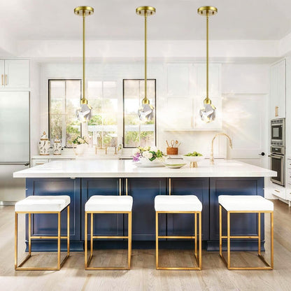 Gold Crystal Pendant Light Small Hanging Pendant Light Fixtures 8W LED Light 3 Color Temperature Adjustable 3000K-5000K-4000K Mini Single Modern Chandelier for Kitchen Island Bathroom