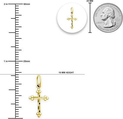 Gold Mini Cross Charm Pendant - 10/14 Karat Gold - Religious Cross Necklace