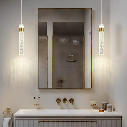 Gold Pendant Light Crystal Pendant Light Fixtures for Kitchen Island Lighting 4000K LED Modern Adjustable Chandelier Hanging Bubble Pendant Lighting (1Pack)