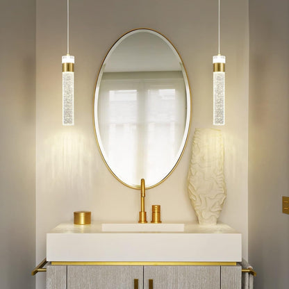 Gold Pendant Light Crystal Pendant Light Fixtures for Kitchen Island Lighting 4000K LED Modern Adjustable Chandelier Hanging Bubble Pendant Lighting (1Pack)